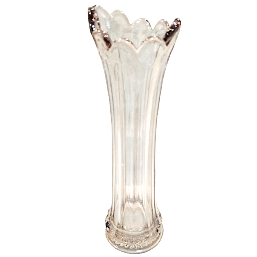 1960s Footed Swing Glass Clear Vase